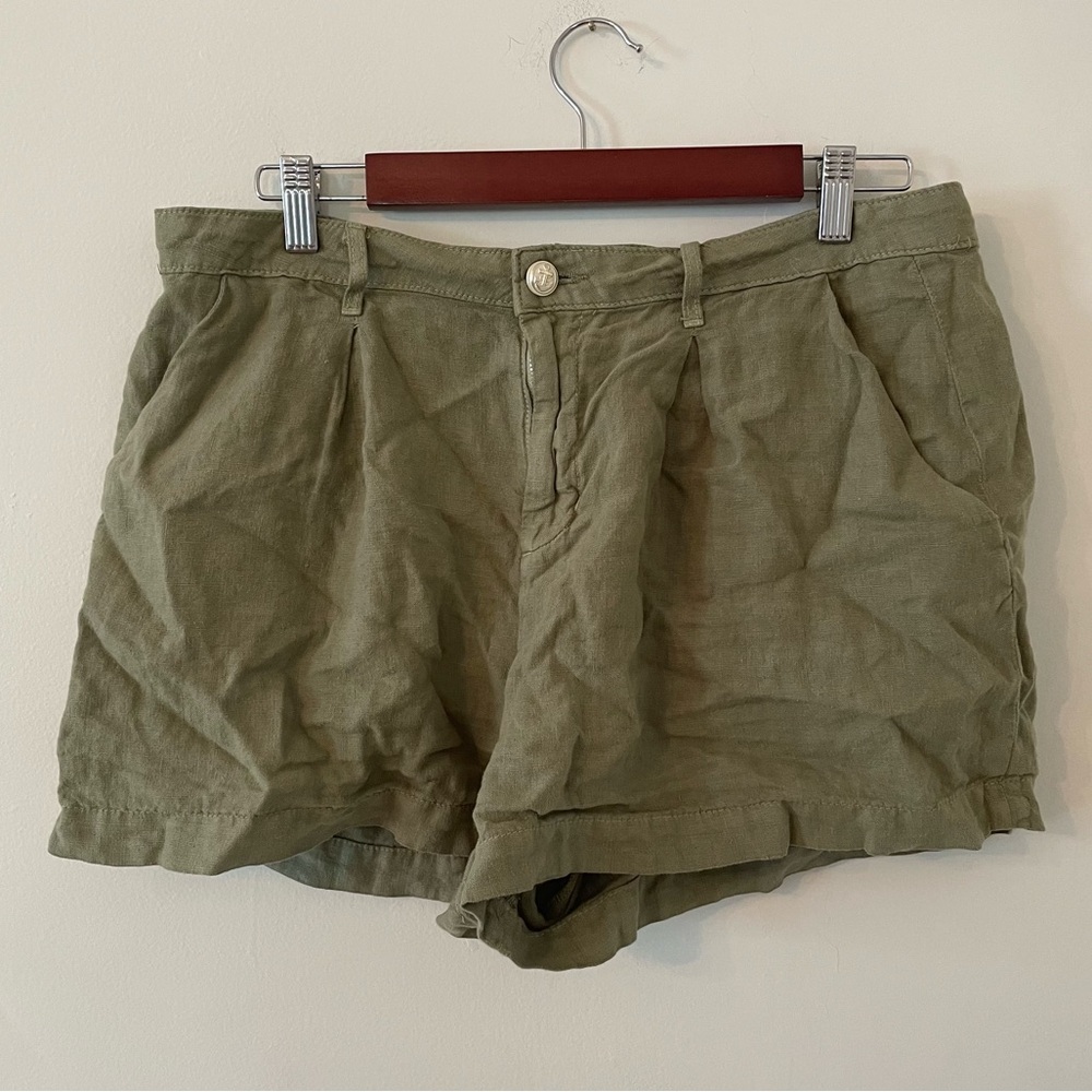 L’agance Green Linen Shorts